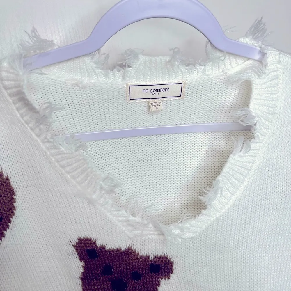 No Comment teddy bear knit sweater size S - Image 4