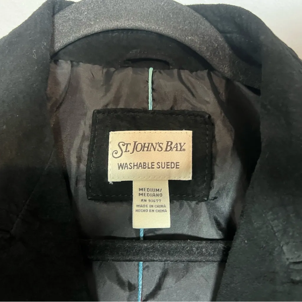 St. John's Bay Washable Suede Blazer Jacket Black Button Front Size Medium - Image 5