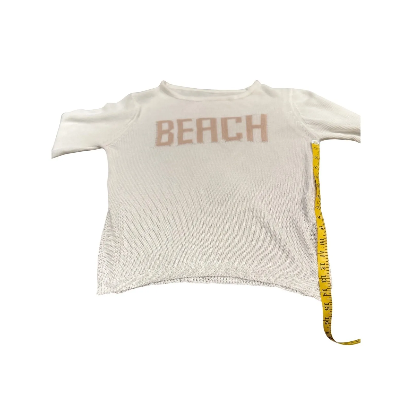 Beach Coastal Knit Sweater Cream‎ and Pink Colorblock Pullover Lightweight S - Image 6