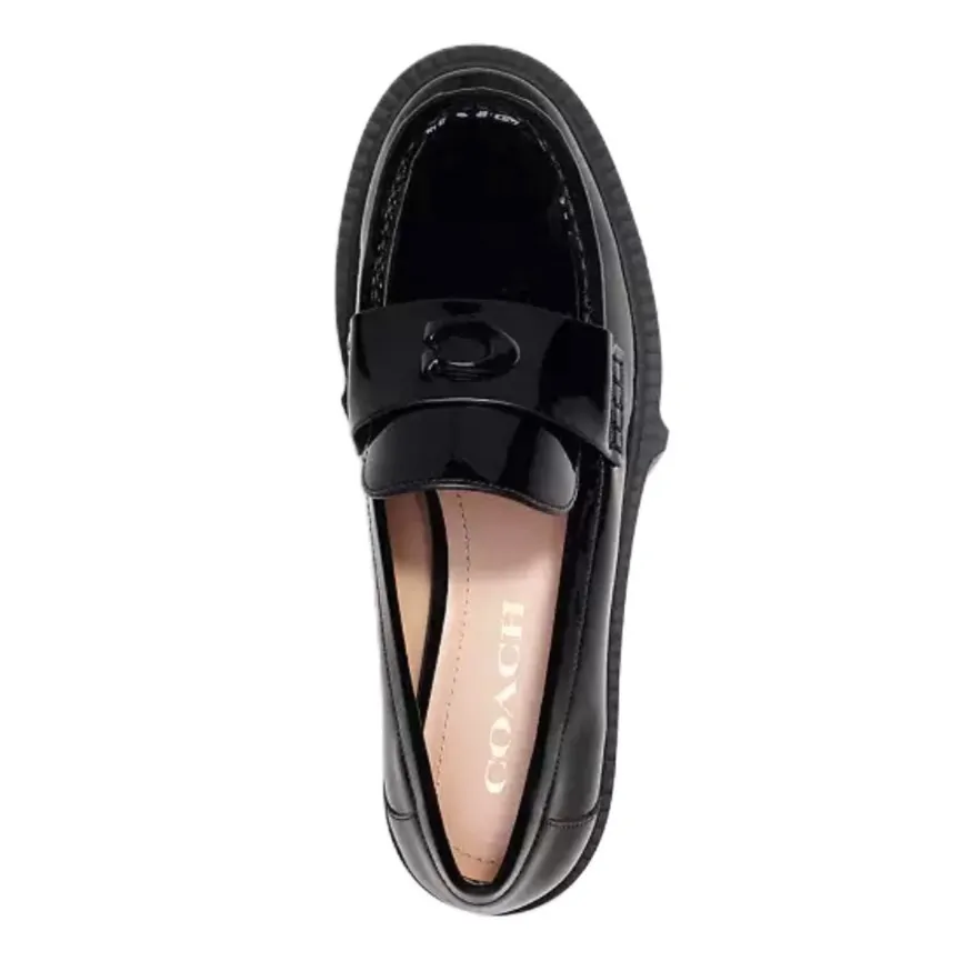 NWT COACH Leah platform lug sole loafers black patent leather size 6.5 - Image 2