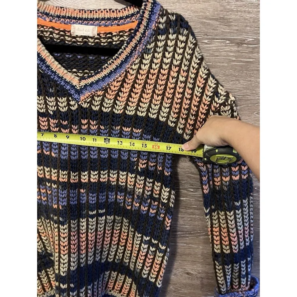 Altar’s State Sweater Chunky Knit V Neck Sz Small Crochet Colorful Artsy Purple - Image 7