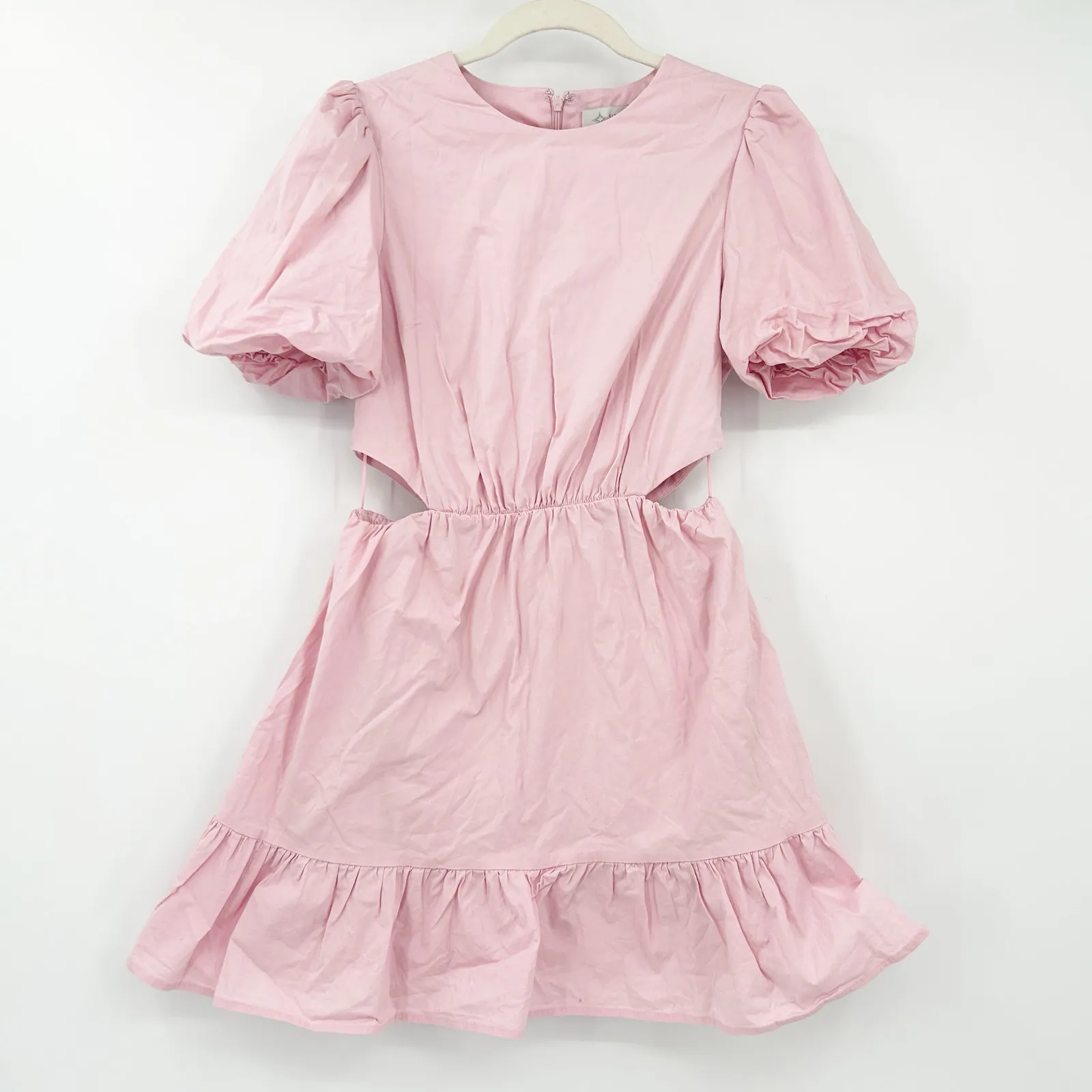 Wayf Womens Barbiecore Going Out Puff Sleeve Side Cutout Mini Dress Size‎ S Pink - Image 3