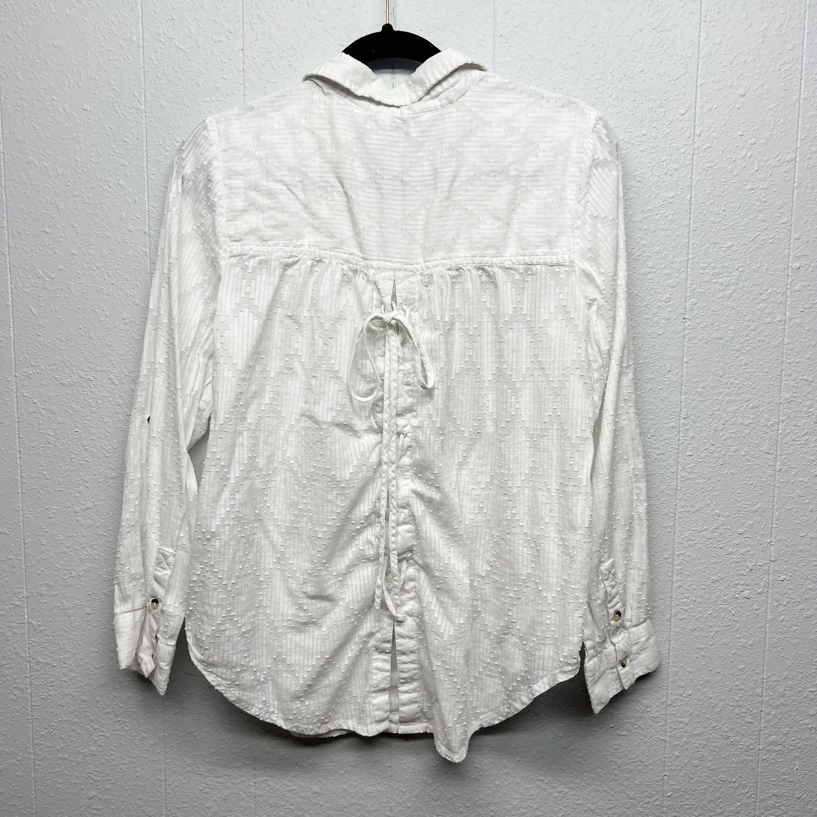 Caffe Marrahkesh Shirt Womens Small Cotton Oversized Relaxed Boho Beachy Western White - Image 7