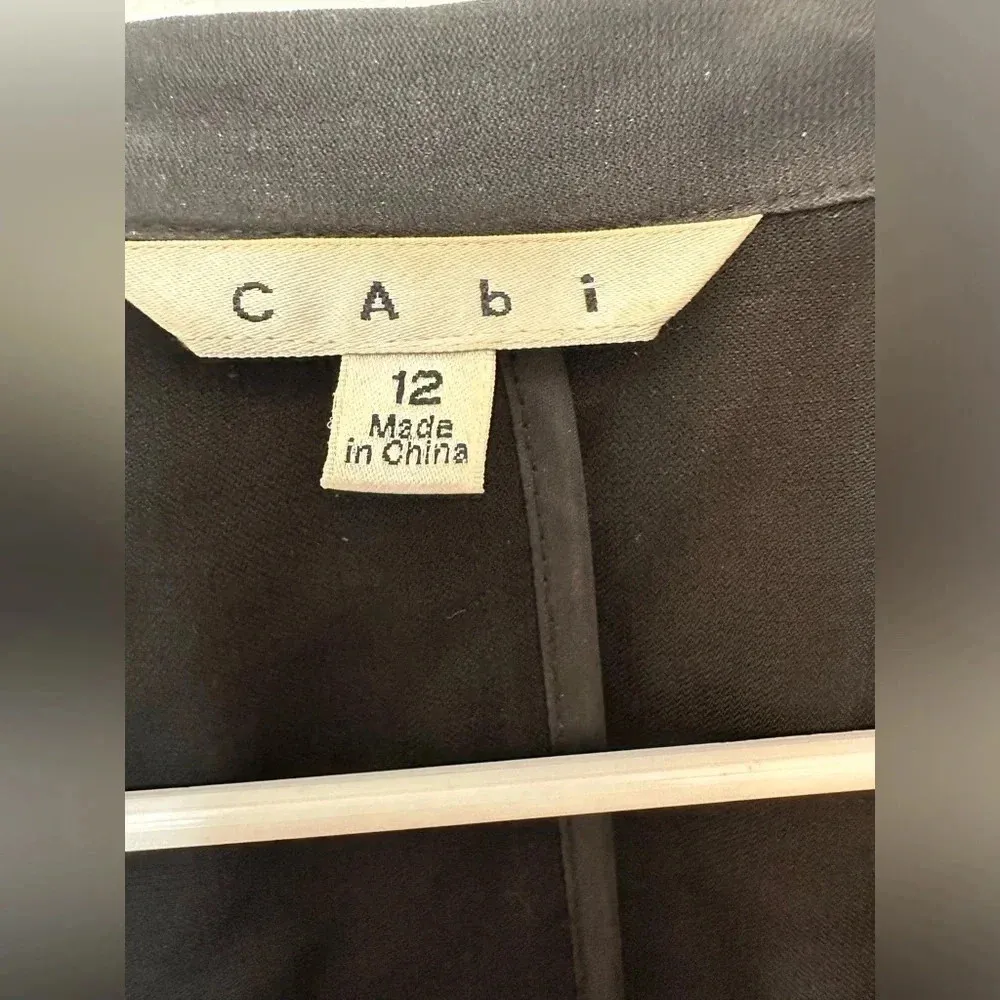 CAbi Chic Jacket Blazer Style # 309 Black w Sheer Sleeves one button - Image 5