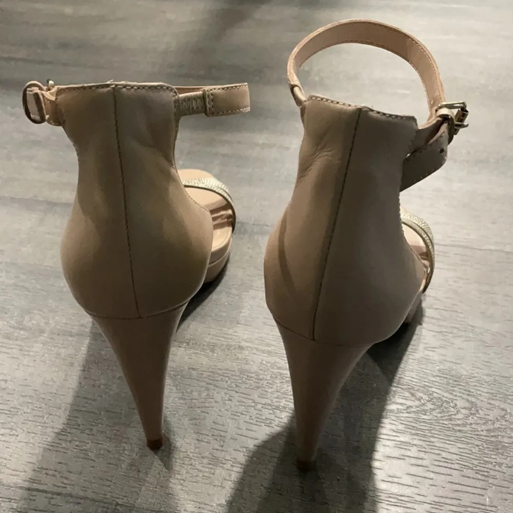 French Connection Nude Metallic Strap Stiletto 8.5 - Image 3