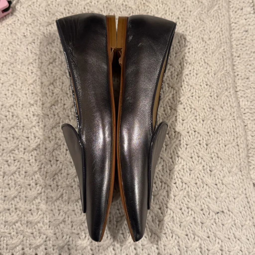 MAVETTE MADE ITALY 37 Pointed Toe Women's Silver Loafers USA 7 - Image 4