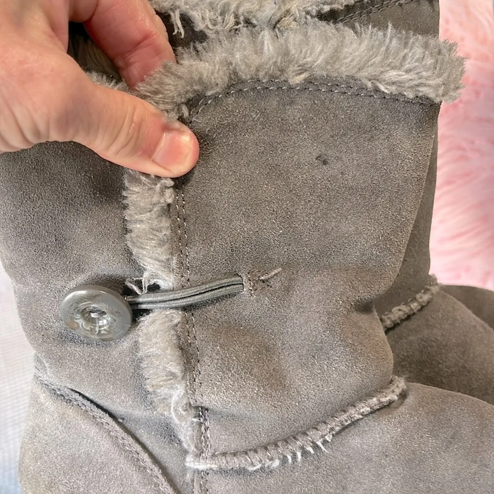 Boots Ankle Booties Suede Leather Gray Womens 6 Sherpa Faux Fur Lined - Image 14