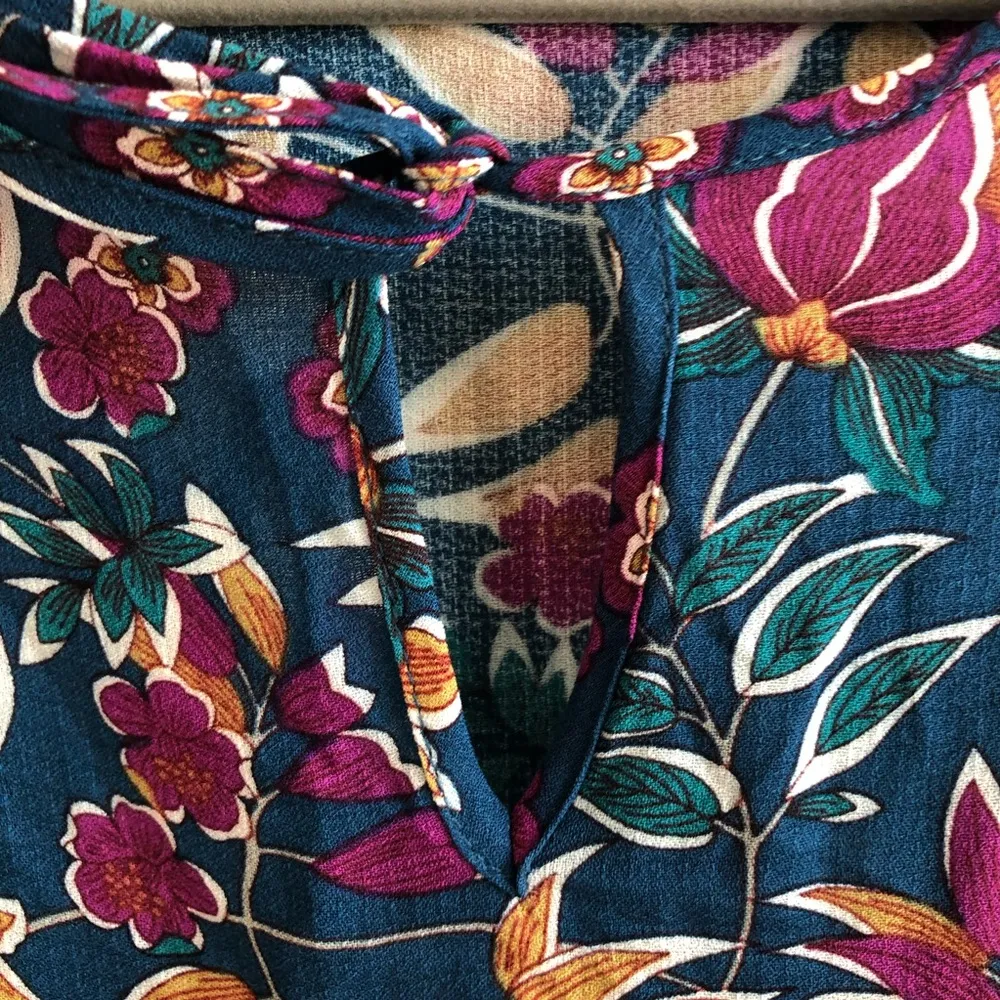 Rachel Zoe Blouse Babydoll Long Sleeve Floral M - Image 4