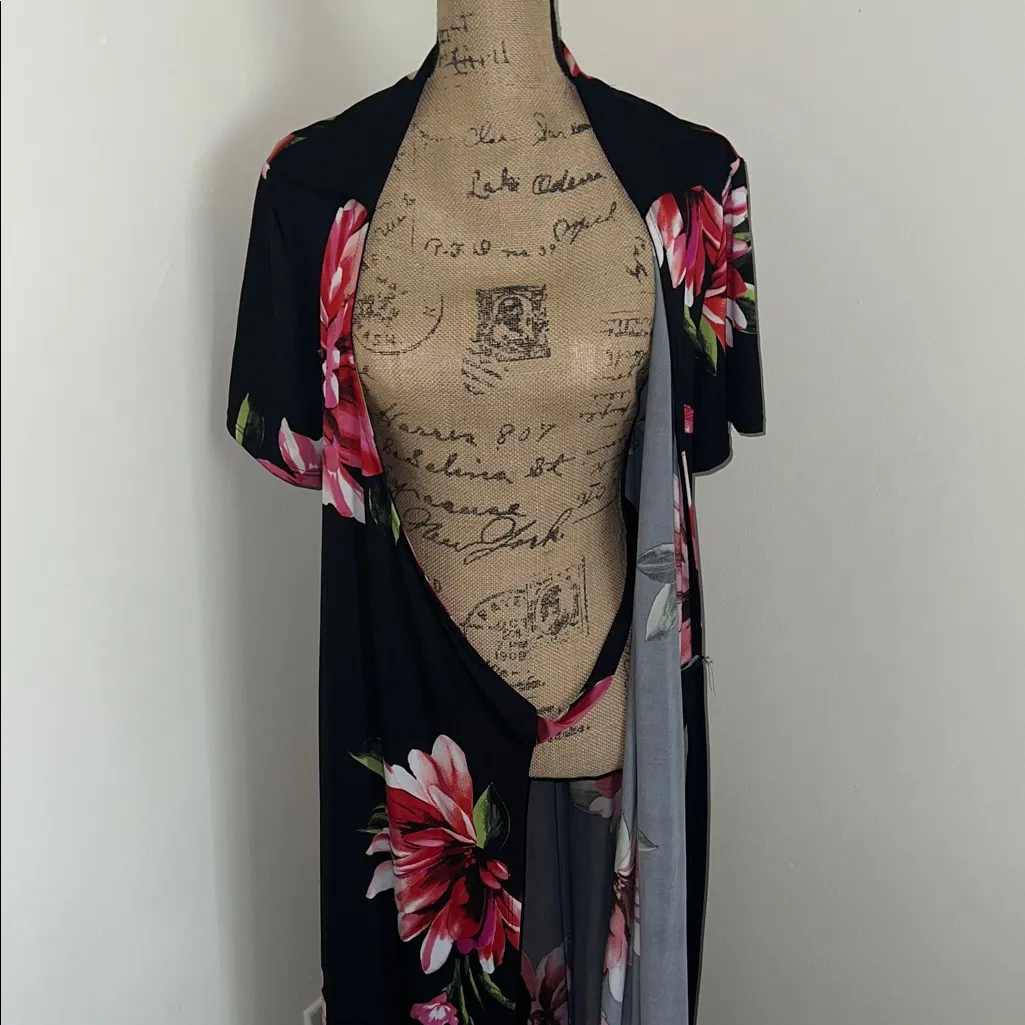 Ashley Stewart Floral Wrap Dress - Black and Pink - Image 7