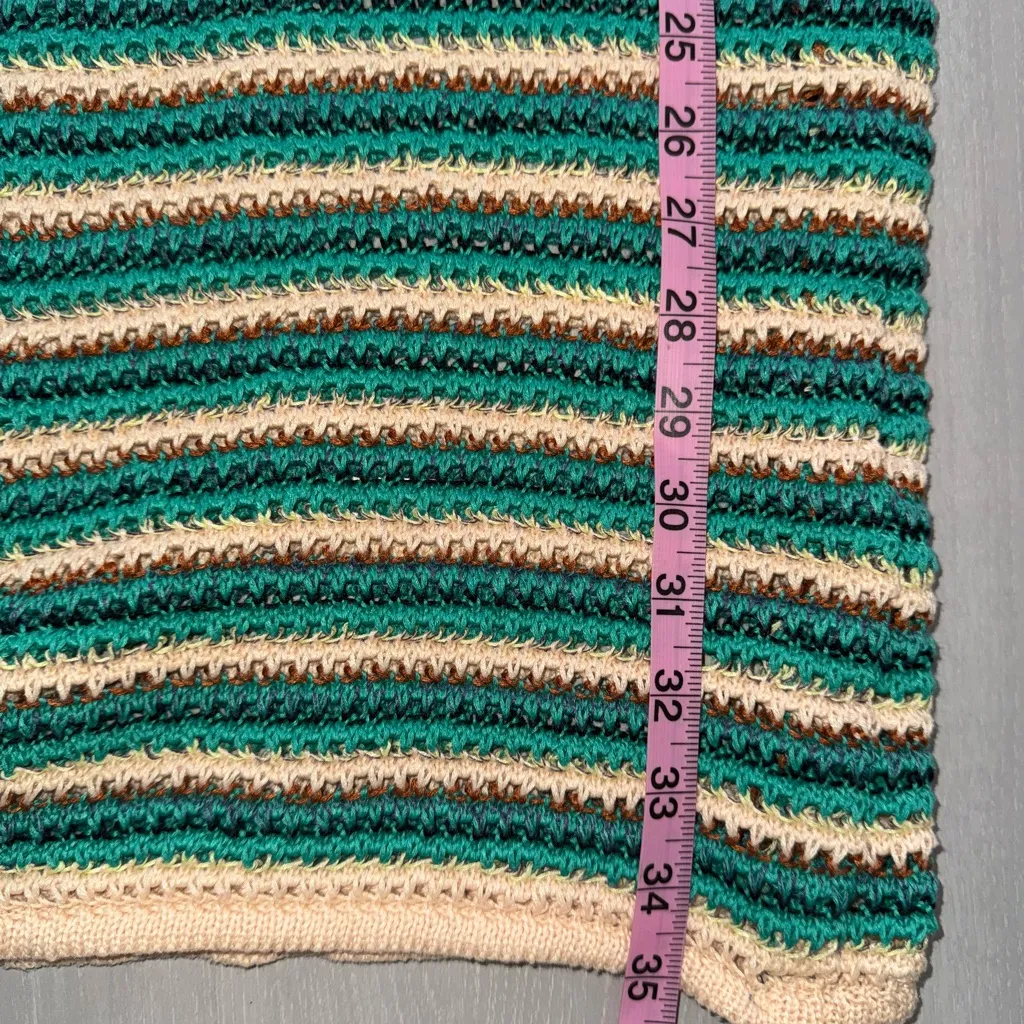 Striped Crochet Womens Size Small Knit‎ Midi Retro Colorful Dress Green - Image 12