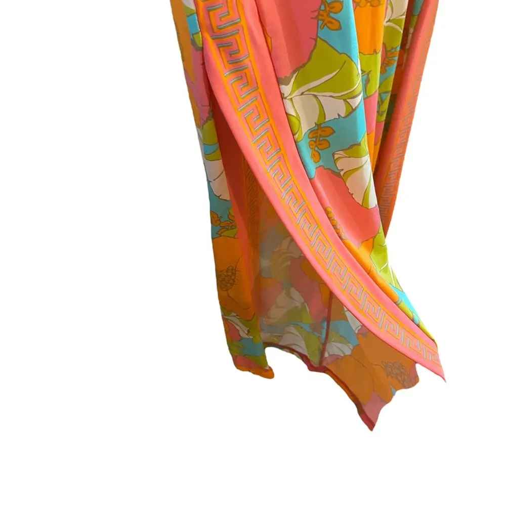 Trina Turk Playa De Flor Pull-On Wide-Leg 70s Floral Cover-Up Pants Resort-wear - Image 7