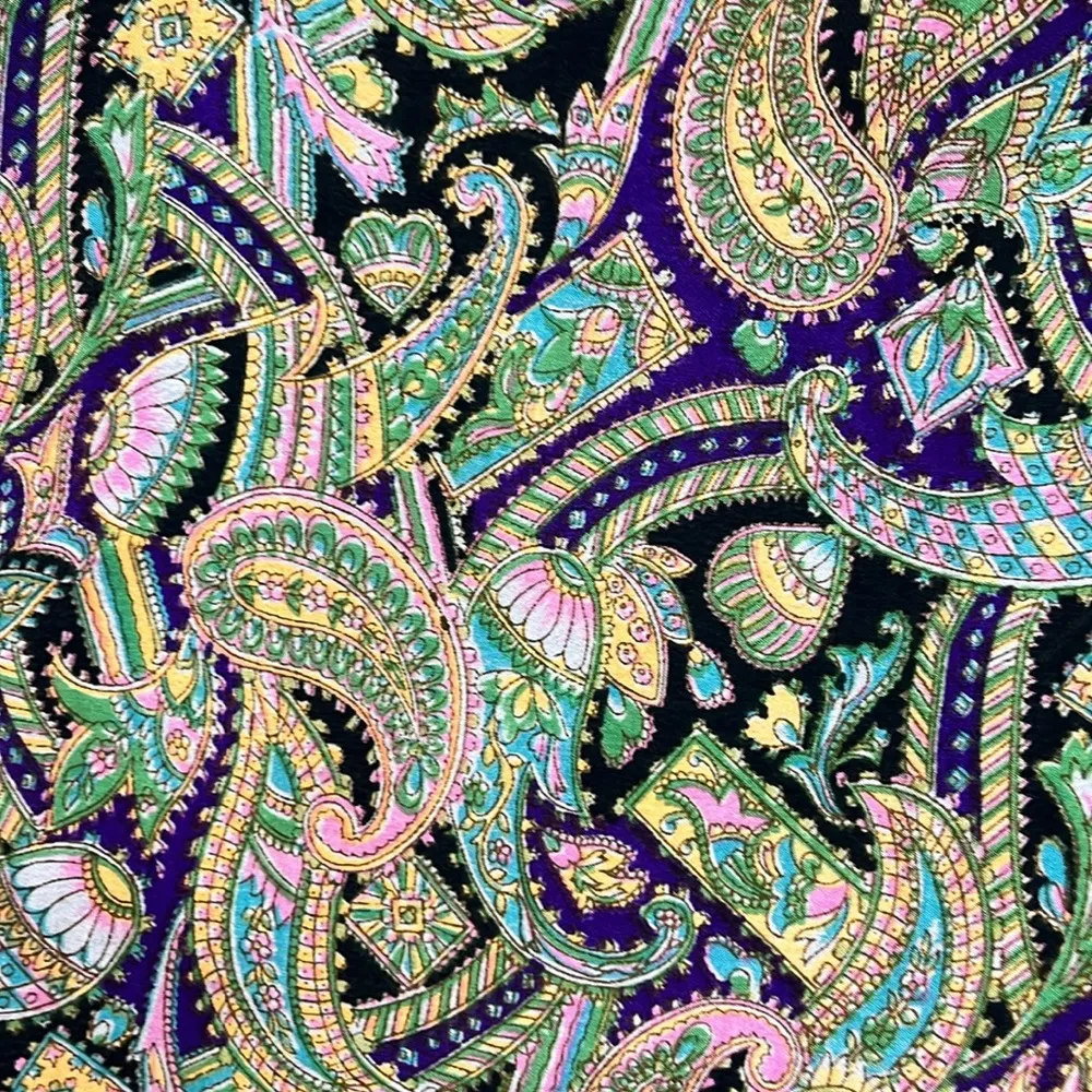 Silk Multicolor Paisley Wrap Skirt Purple Size undefined - Image 3