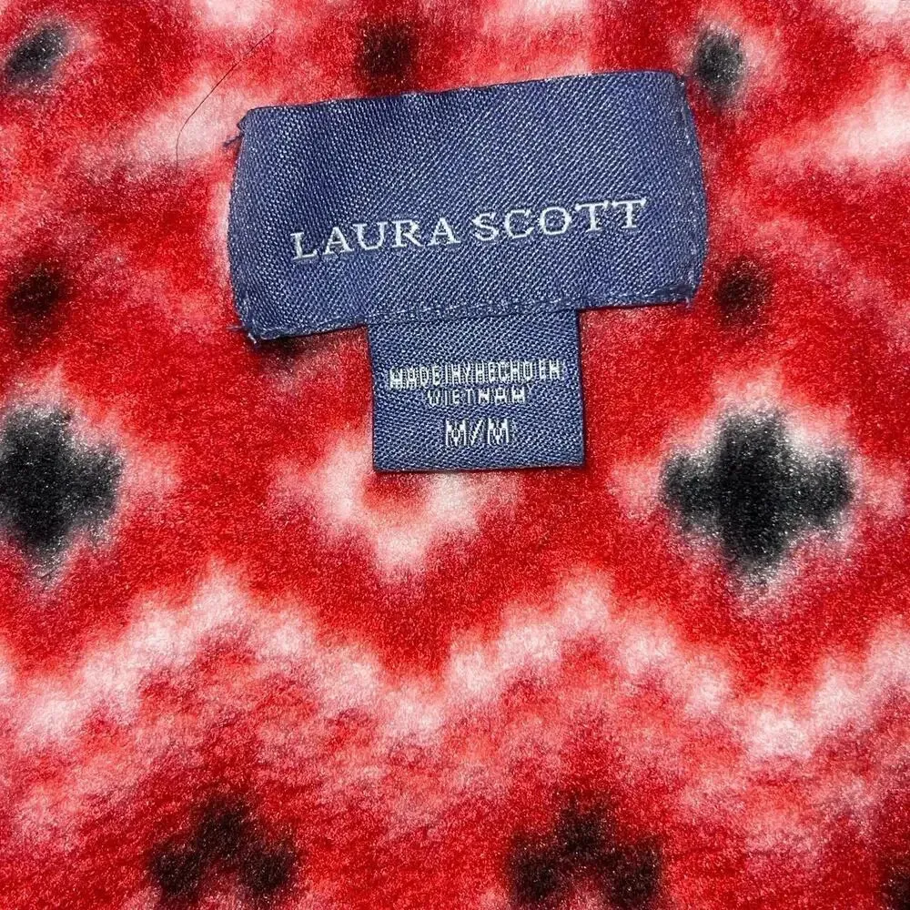 Laura Scott Women's Red Fair Isle Microfleece Jacket Size M - Image 6