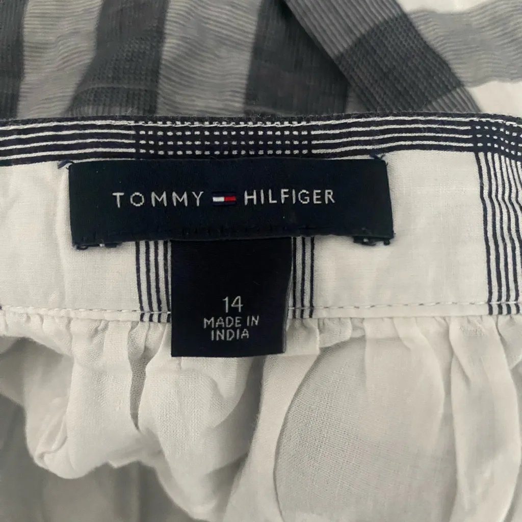 Tommy Hilfiger Navy and White Checkered Mini Skirt - Image 3
