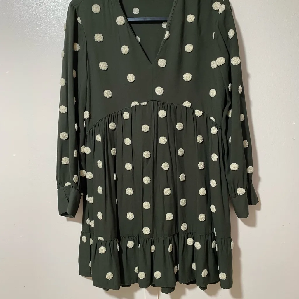 Zara Polka Dot V-Neck Dress - Image 3