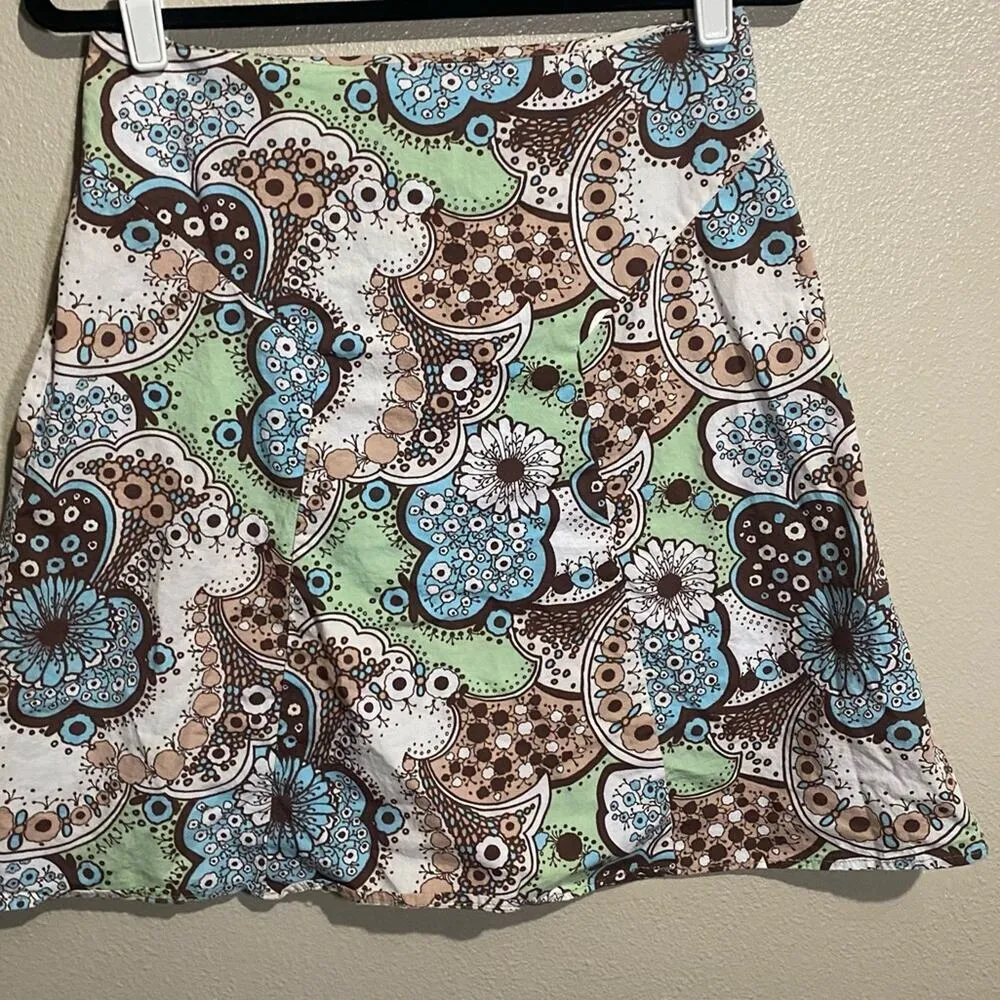 C.C Outlaw Floral Green and Brown Above Knee Skirt lightweight size : Small - Image 2