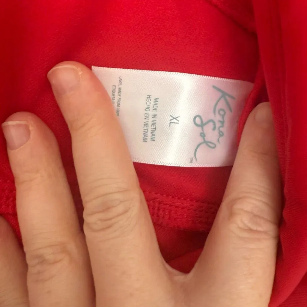 Kona Sol Women’s XL Red Ruffle One Piece Swim Summer Beach Pool New - Image 3