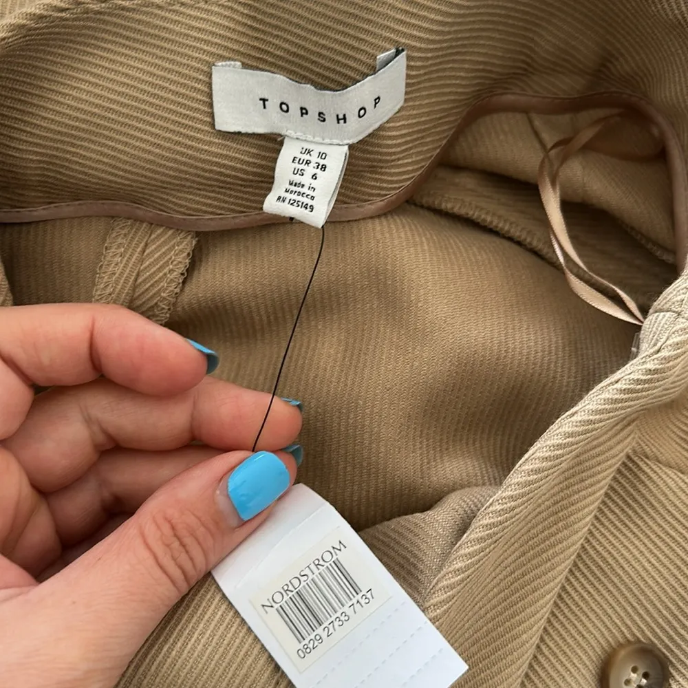 NWT Topshop Wide Leg High Waist Dress Pants Trousers Cuffed Cream Tan Sz 6 - Image 6