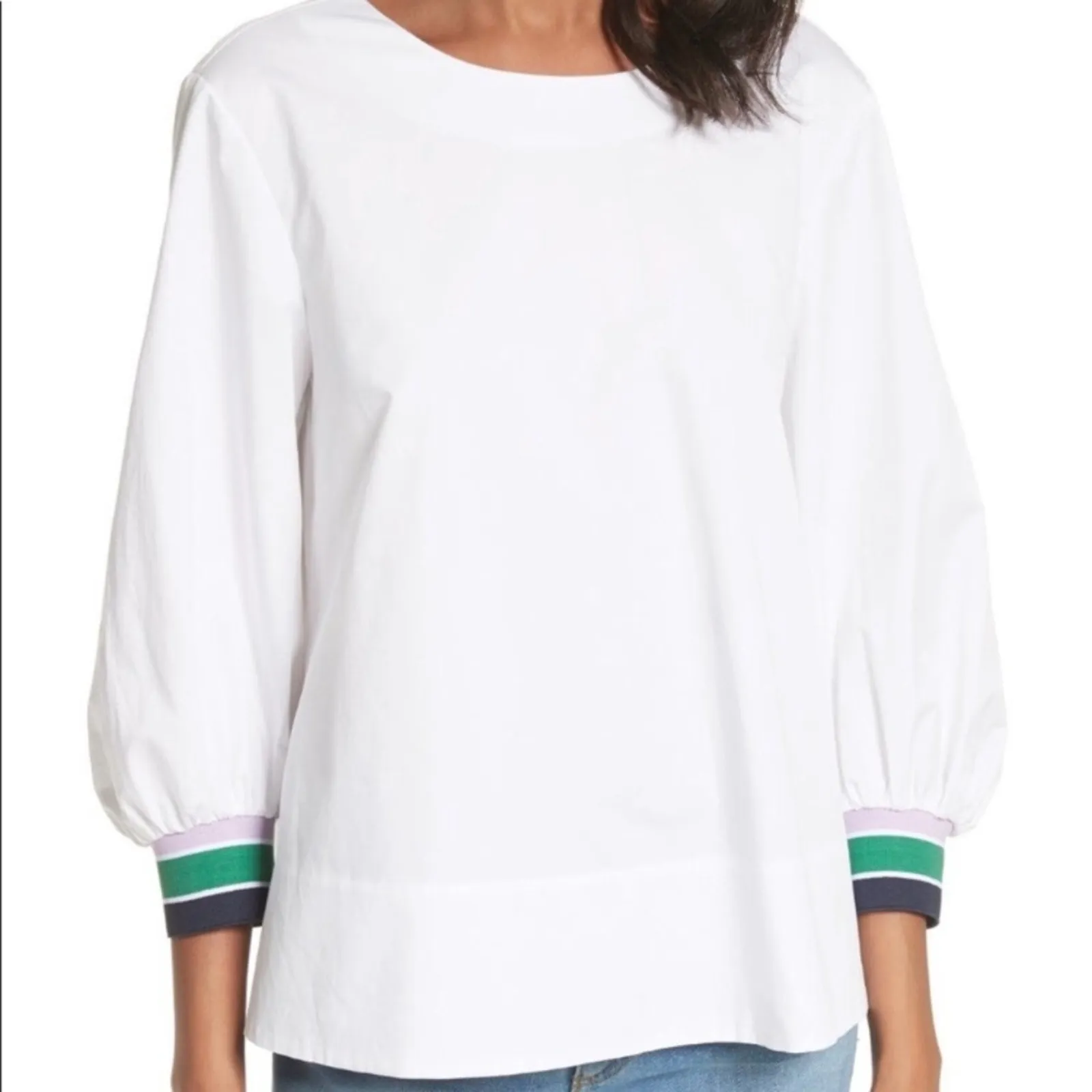 NWT Tibi white tech poplin popover with cutouts and snaps on back - Image 3