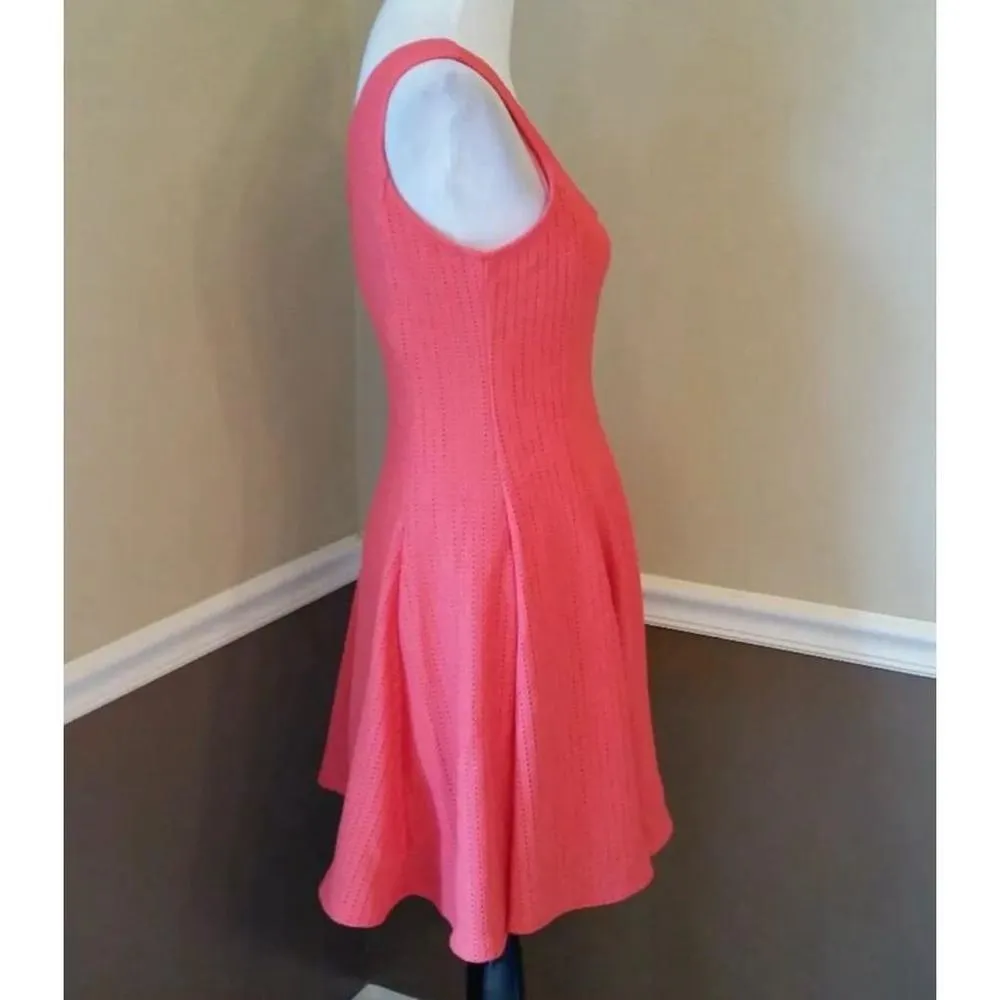 Coral Textured Retro Flirty Dancing Skater Dress by Ixia ModCloth Sleeveless - Image 3