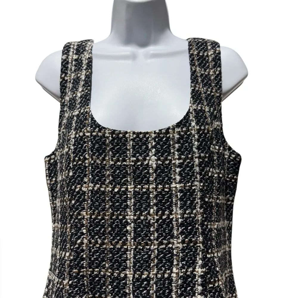 Lulus Navy Tweed Plaid Mini Dress Size L Sleeveless Holiday Party Preppy Chic - Image 4