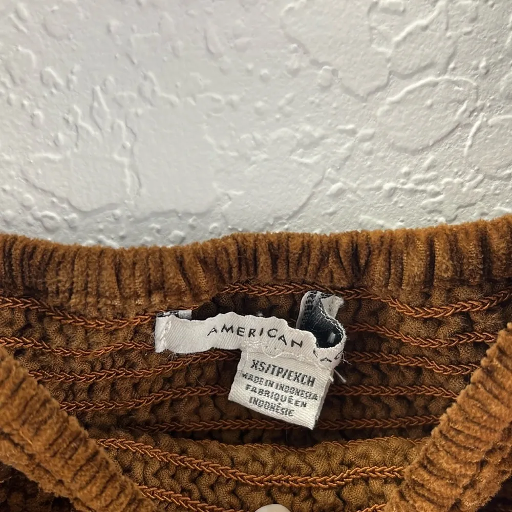 balloon sleeve crop top peplum ruched stretchy neutral brown xs - Image 8