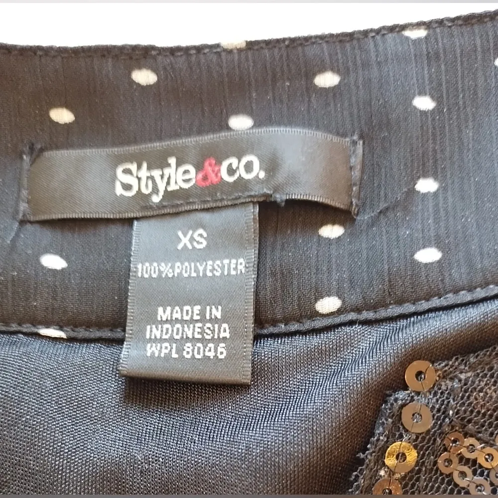 Style & Co Black & White Mini Sleeveless Tank Sequin  Blouse/Dress Size XS - Image 5