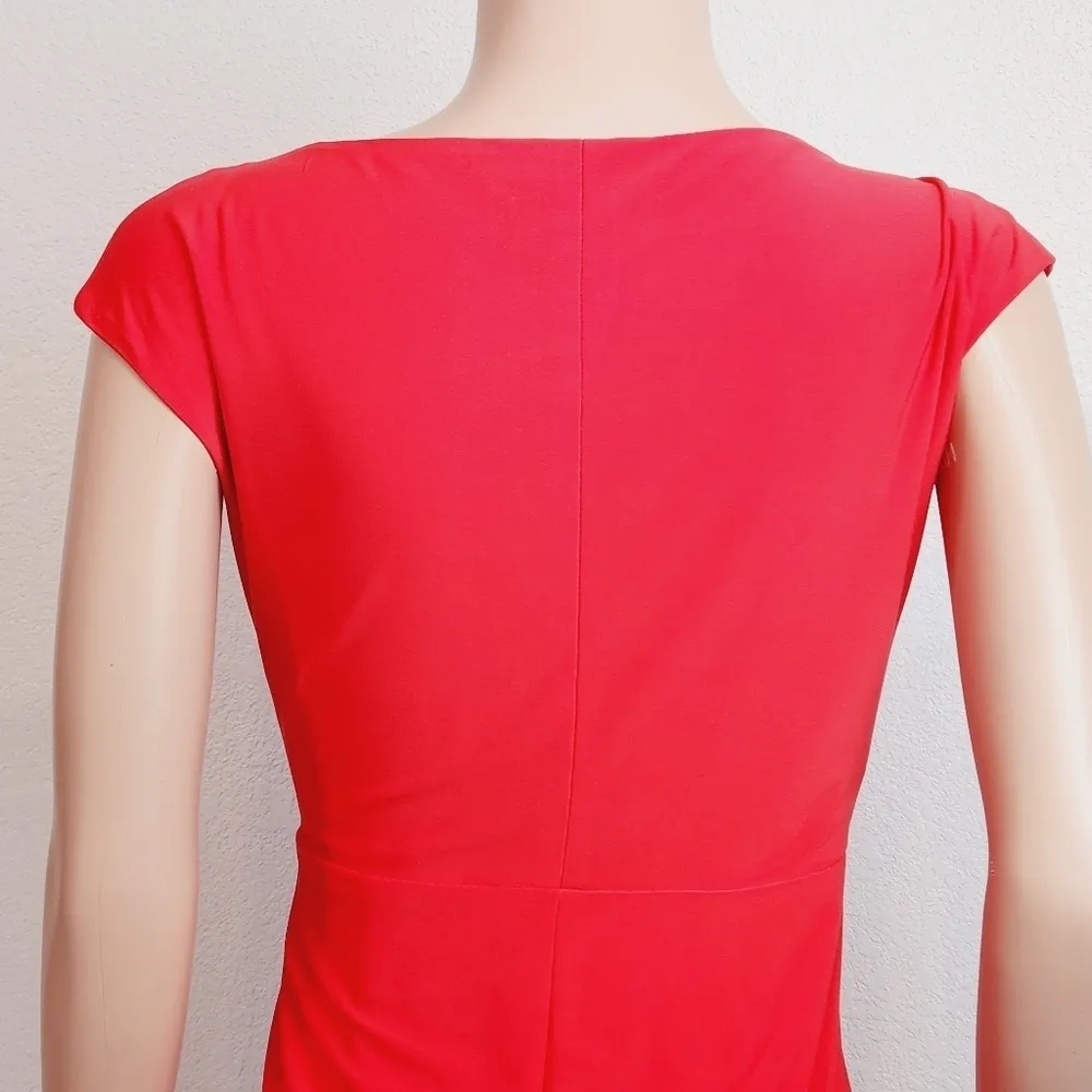 Evan Piccone Black Label Red Side Ruched With Flower Bundle Design Size: 4 - Image 7