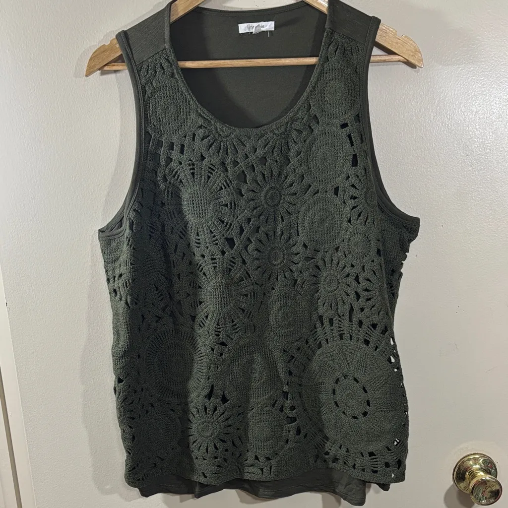 Maurices Forest Green Crochet Tank Top Size XXL - Image 2