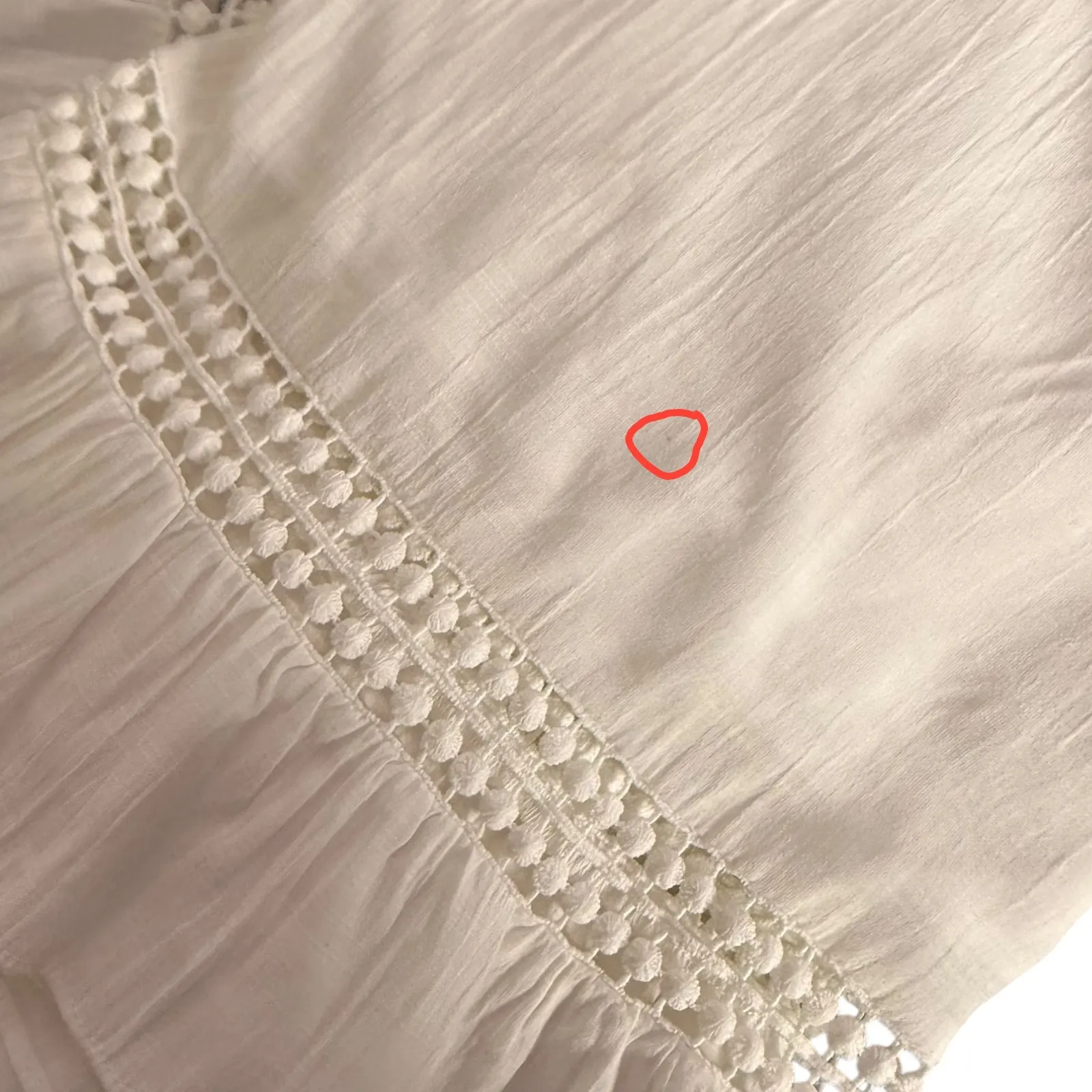 A New Day White Mini Crochet Ruffle‎ Dress Women Size S Cottage Fairy Coastal - Image 11