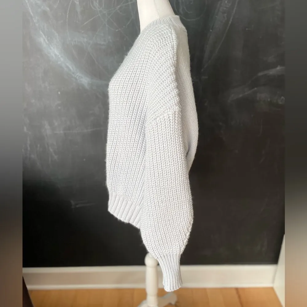 H&M Light Blue Chunky Mockneck Oversized Crewneck Sweater Blouson Sleeve Sz L - Image 6