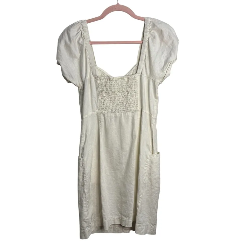 Madewell Linen Cotton Puff Sleeve Mini Dress - Image 4