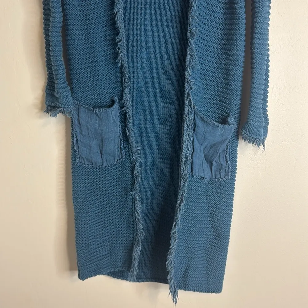 FREE PEOPLE Sz XS WOULDN’T KNIT BE NICE CARDI WOODSTOCK CARDIGAN IN BLUE - Image 5