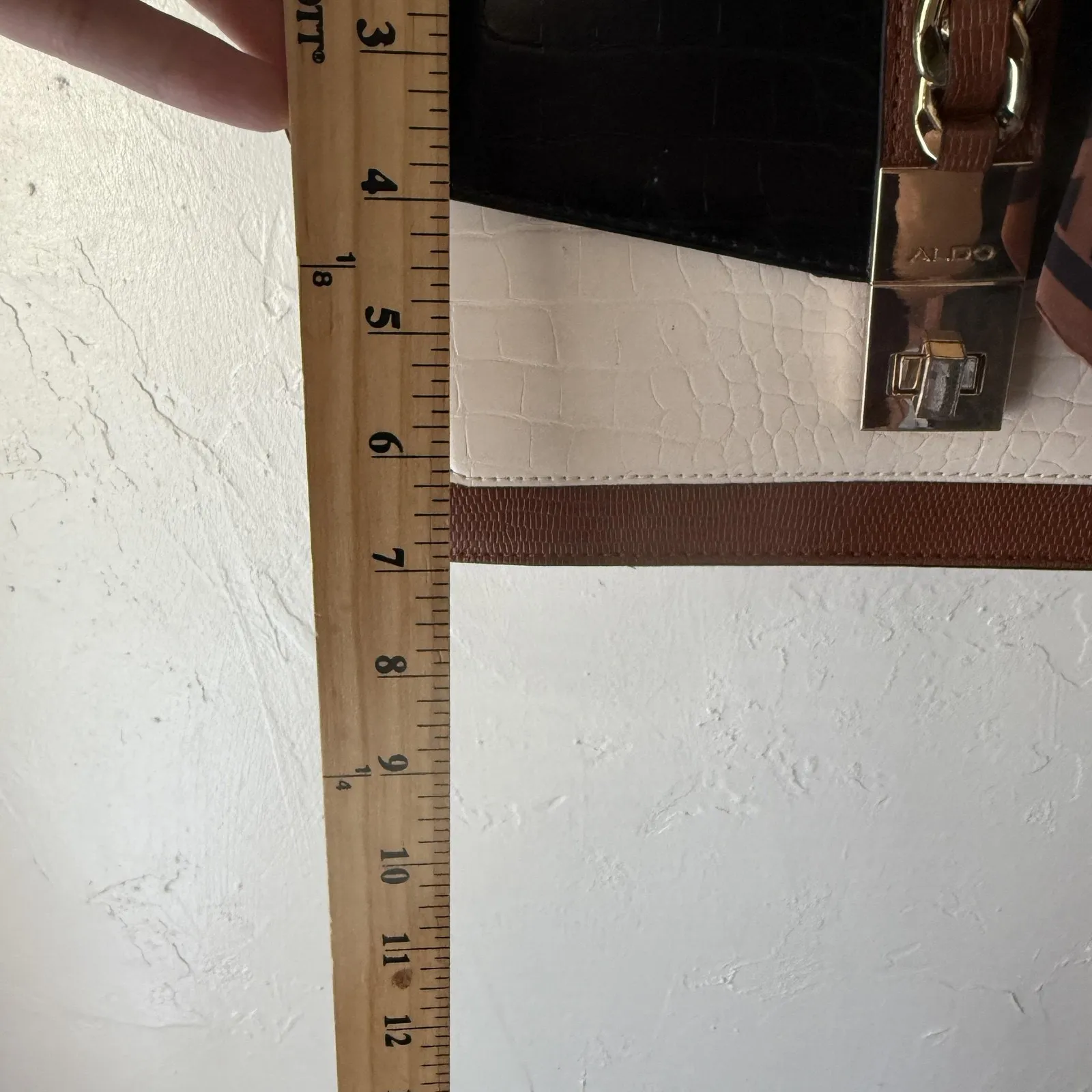 Aldo Satchel Purse Womens Faux Croc Top Handle Scarf‎ Bag Handbag Blair Waldorf - Image 5