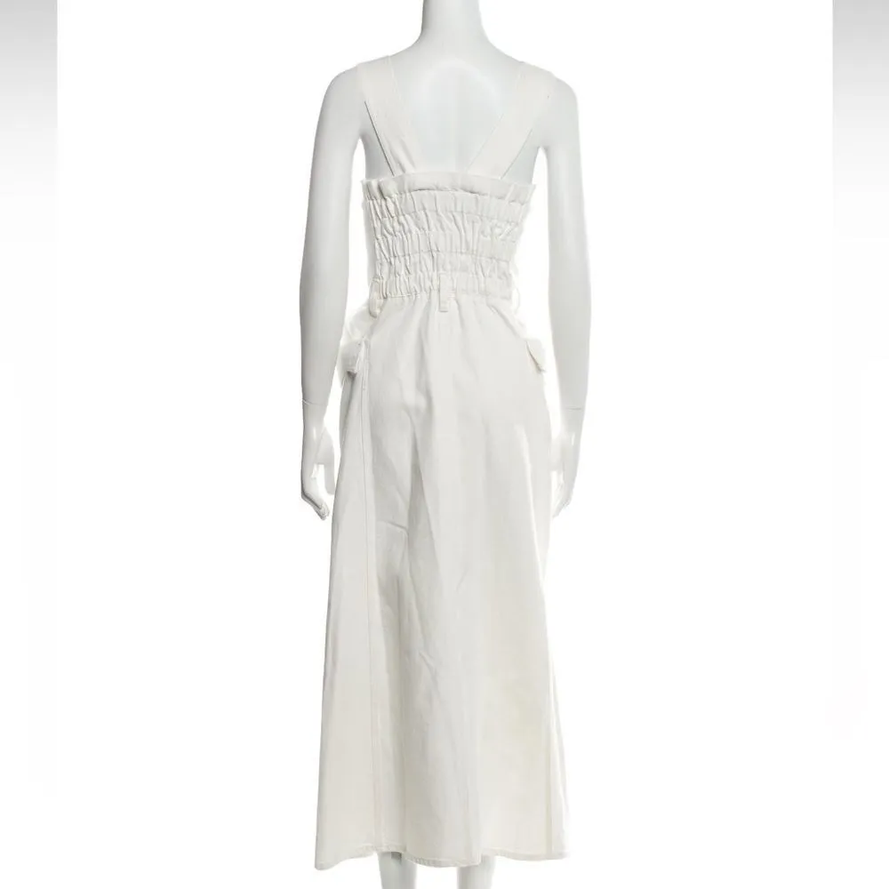Nanushka Women's‎ White Denim 100% Cotton Moun Midi Dress XL - Image 4