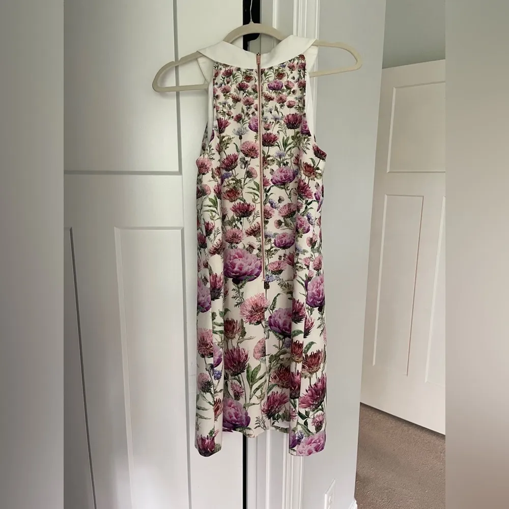 Ted Baker Floral Lucille Dress Bow Thistle Print Neck Tie Sleeveless - Image 5