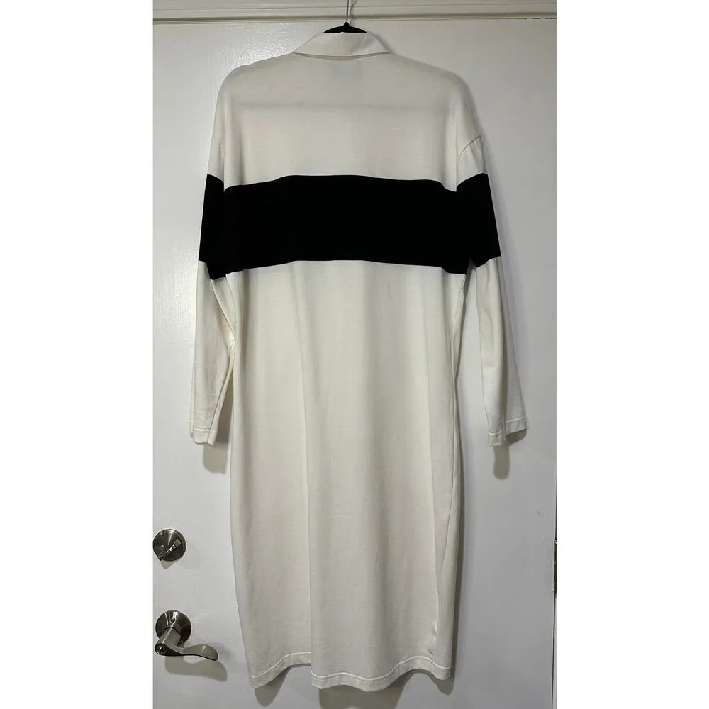 Cynthia Rowley Rugby Striped Cotton Knit Shirt Dress White Black Size Large EUC - Image 10