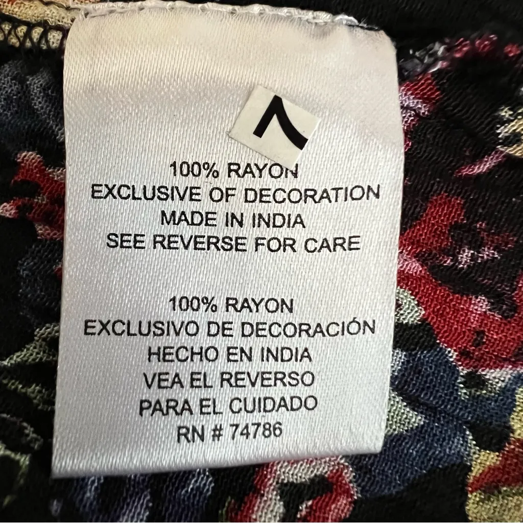 Bila Womens Floral Babydoll Top Size L Boho Peasant Bloomcore Dark Fairy Loose Black Size L - Image 10