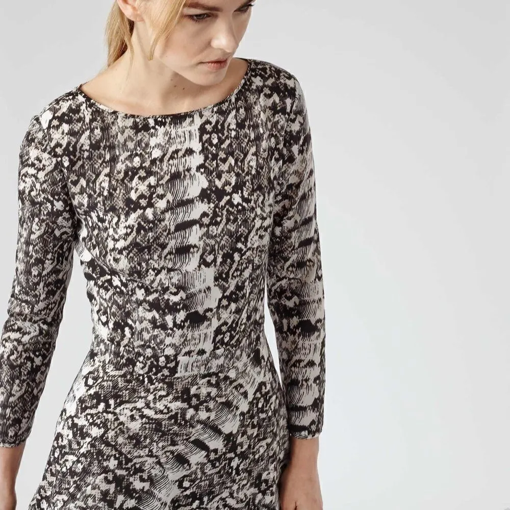 Reiss  Heidi Snake Print Flared Dress - Image 2