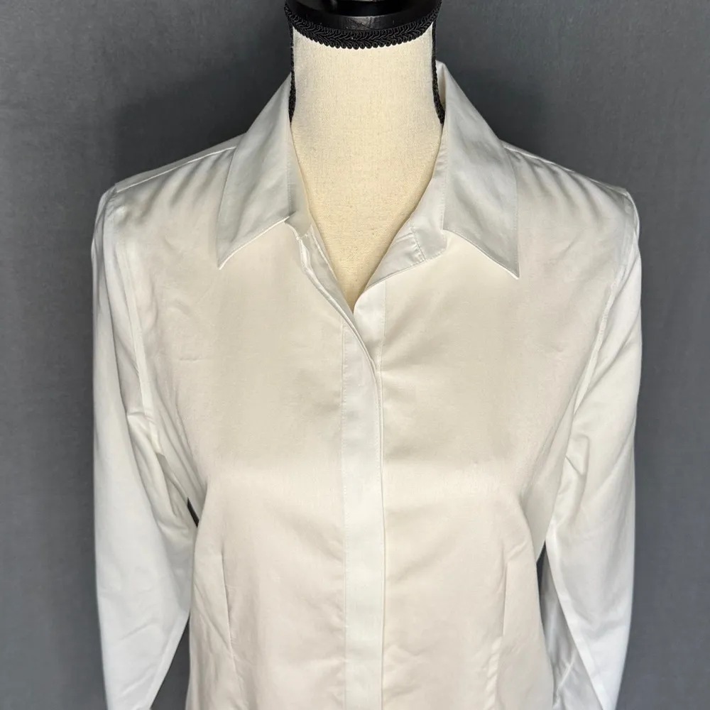 Chico's White tailored Classic Timeless no iron Button Blouse size small medium - Image 15