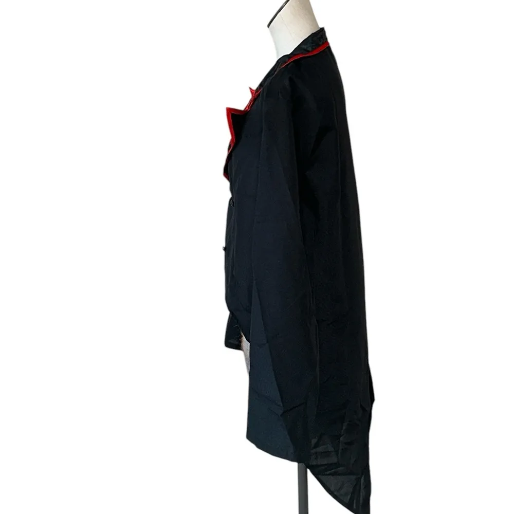 NWOT Asymptomatic Lightweight Shoulder Pad Tunic Top / Jacket Satin Floral Trim Black Size XL - Image 3