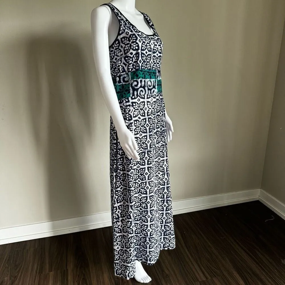 VTG Turquoise & Blue Batik Butterfly Print Maxi Dress - Image 3