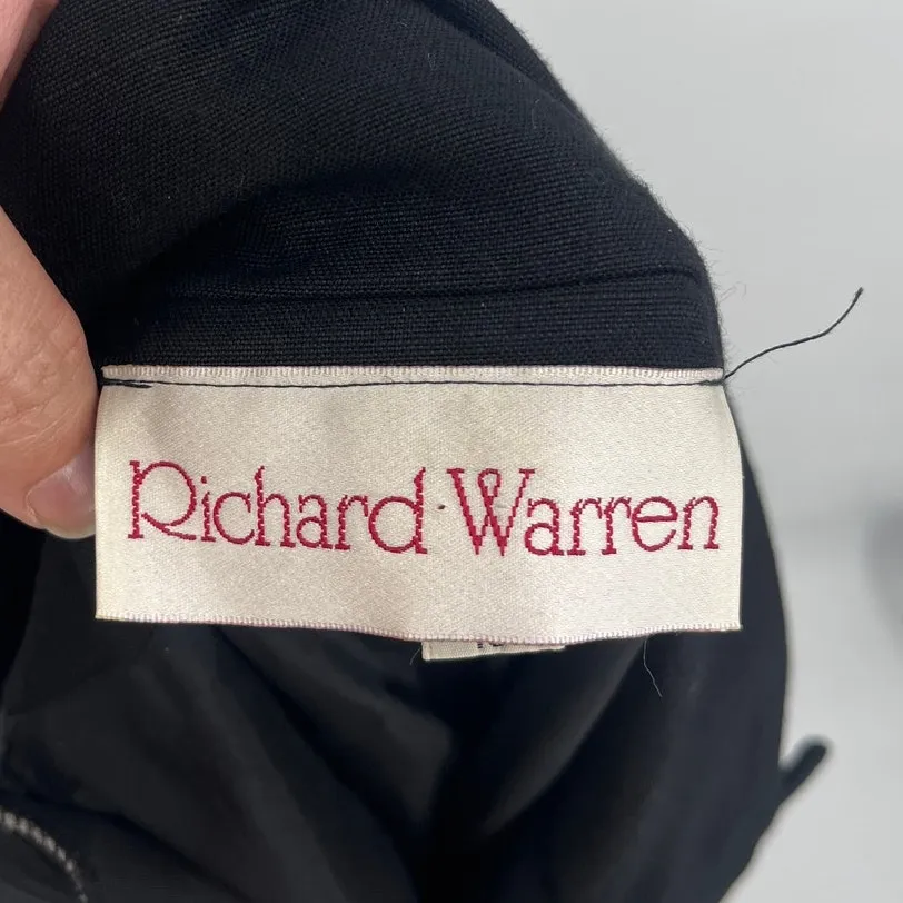 Vtg 90 Richard Warren Double Breasted Jacket Dress 10 Embroider Old Money Preppy Black - Image 12