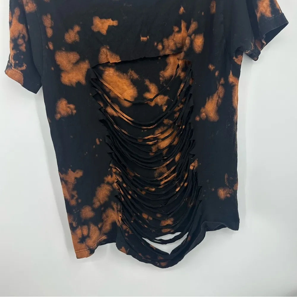 Grateful Dead Custom Bleach Splatter Shirt Size Large Off The Shoulder Cut Back Black - Image 6