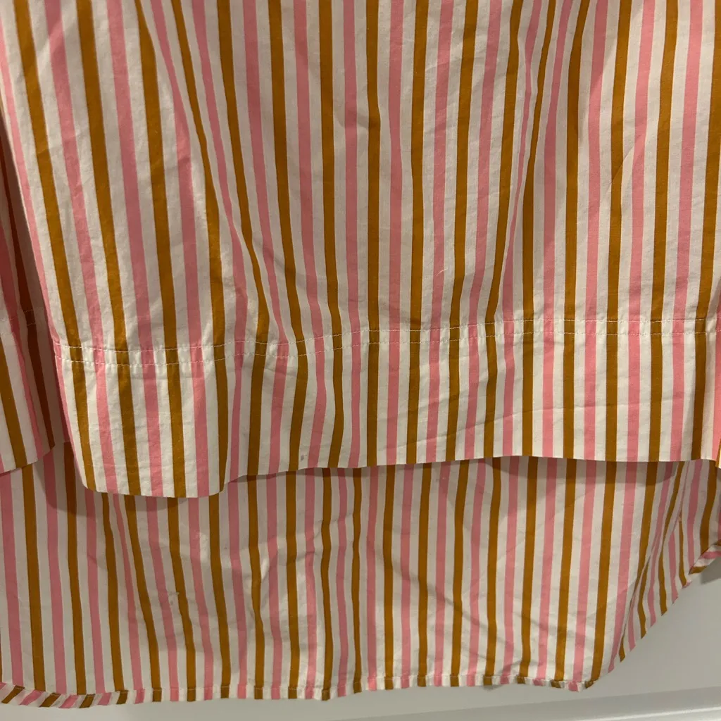 J Crew Striped Shirt White Pink Brown Size 4 - Image 7