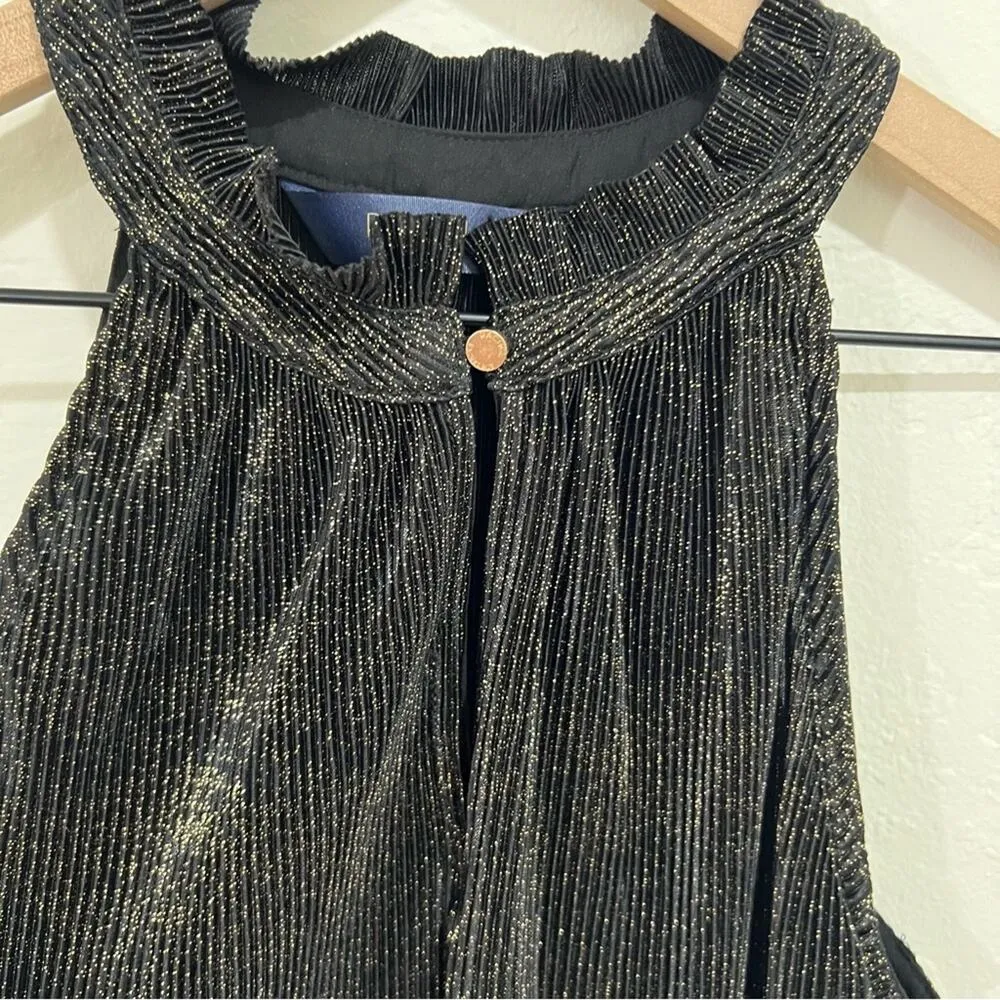 Rachel Rachel Roy Women's Metallic Pleated Blouse Tank Top Size Medium New Black - Image 6