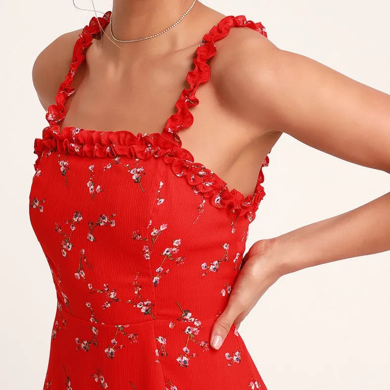 LULU’S In the Garden Floral Skater Dress Size L - Image 3