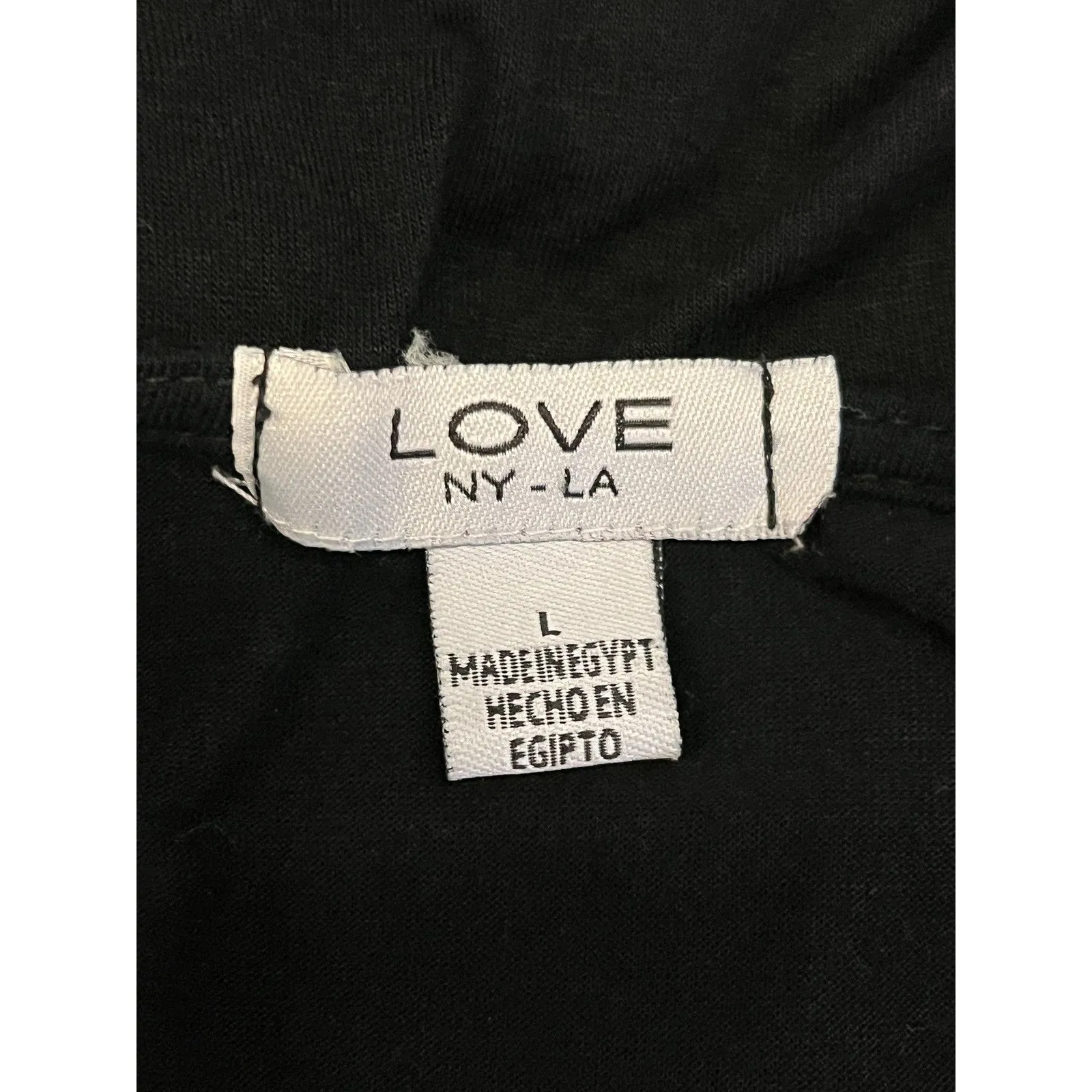 Love NY LA Top Womens Large Black Long Sleeve V Neck Lace Up Eyelet Ruched Shirt - Image 4