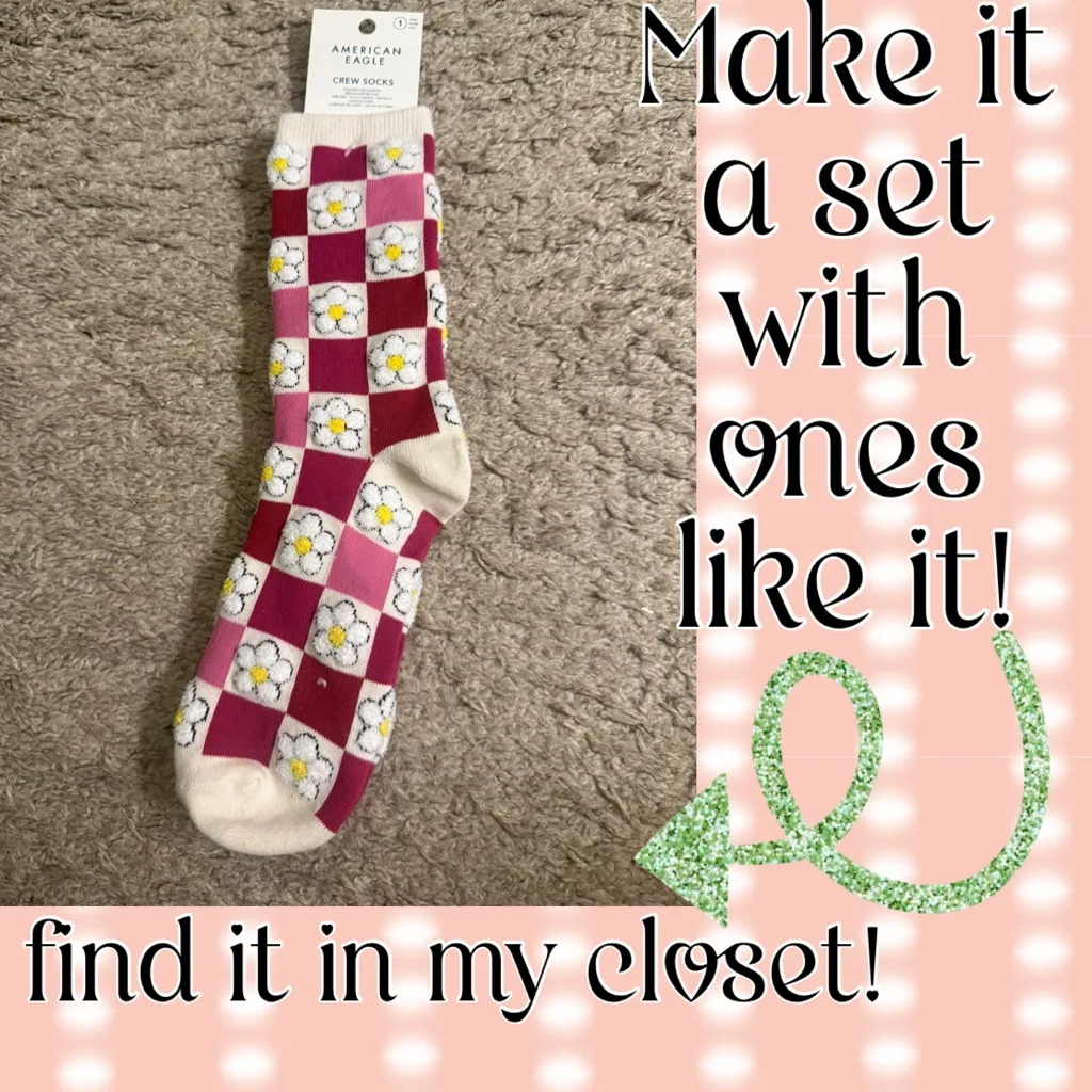 Aerie Tri-Tone Colorblock Black, Pink, White Marled Glinda Wicked Crew Socks NWT - Image 10