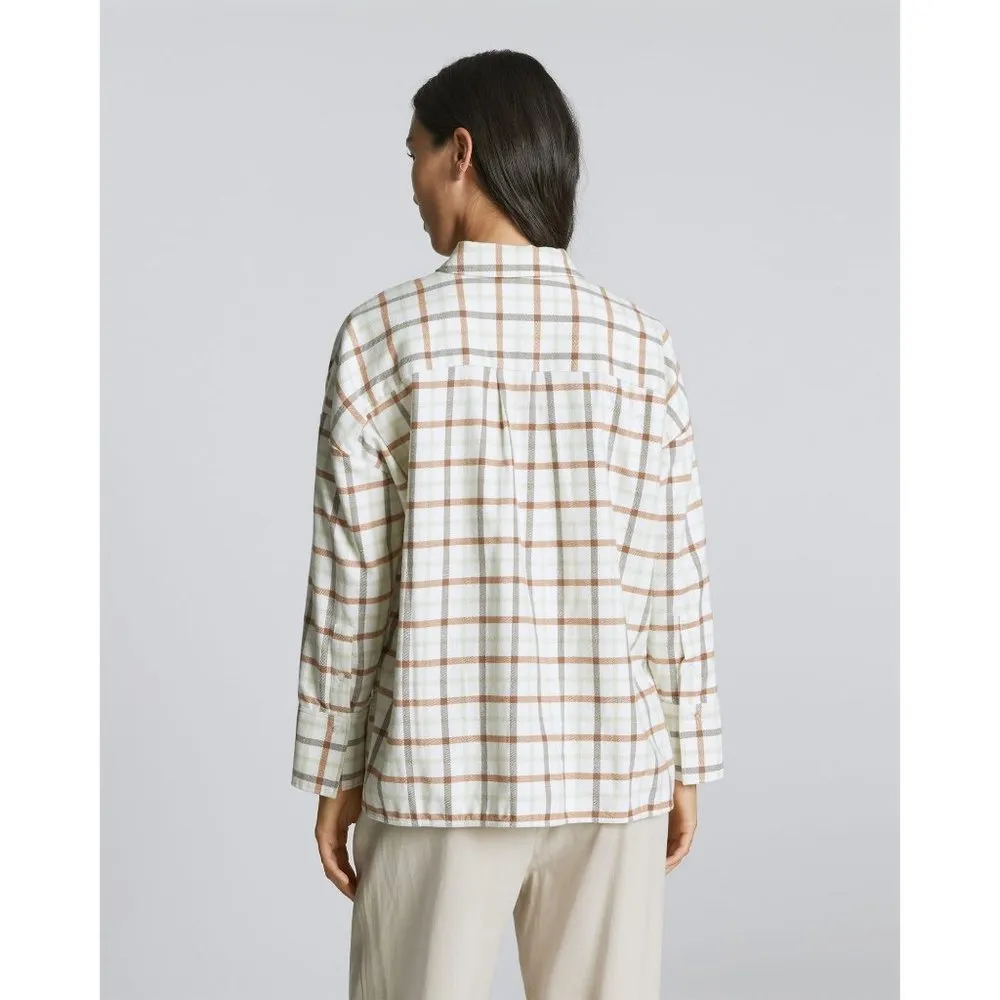 Everlane Womens The Boxy Flannel Shirt Pockets Plaid Brown S - Image 2